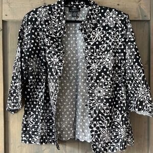 Trenz by Theresa Renz Jacket Women's Size 2X 3/4 Sleeve Open Front Cutouts